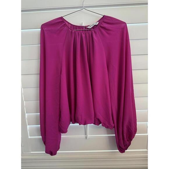 Amanda Uprichard Tops - Amanda Uprichard long sleeve top with sheer sleeves and balloon hem size‎ Large